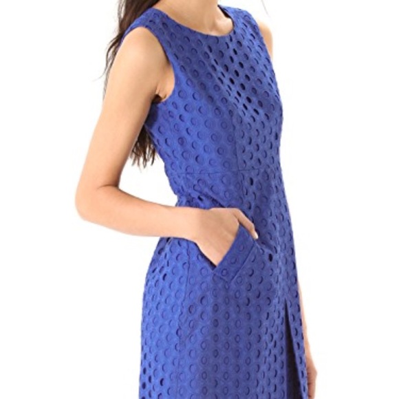 DVF Carpreena Ring Stitch Dress in blue size 8 - Picture 2 of 7